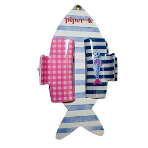 NWT ⚜️🐟⚜️ Piper K Fish and Pink Gingham Hair Claw Clip Set of 2